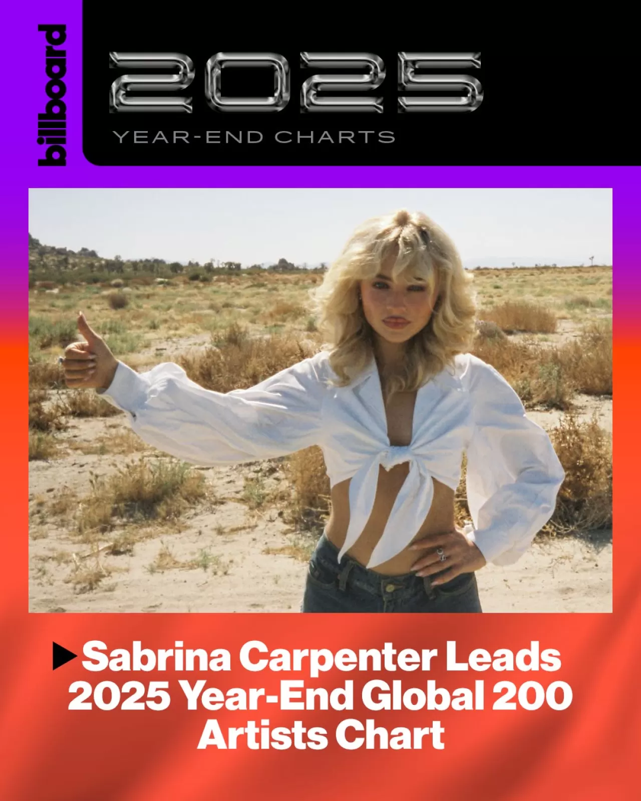 Sabrina Carpenter, 2025 Billboard Global 200 Yıl Sonu Listesinde Zirvede