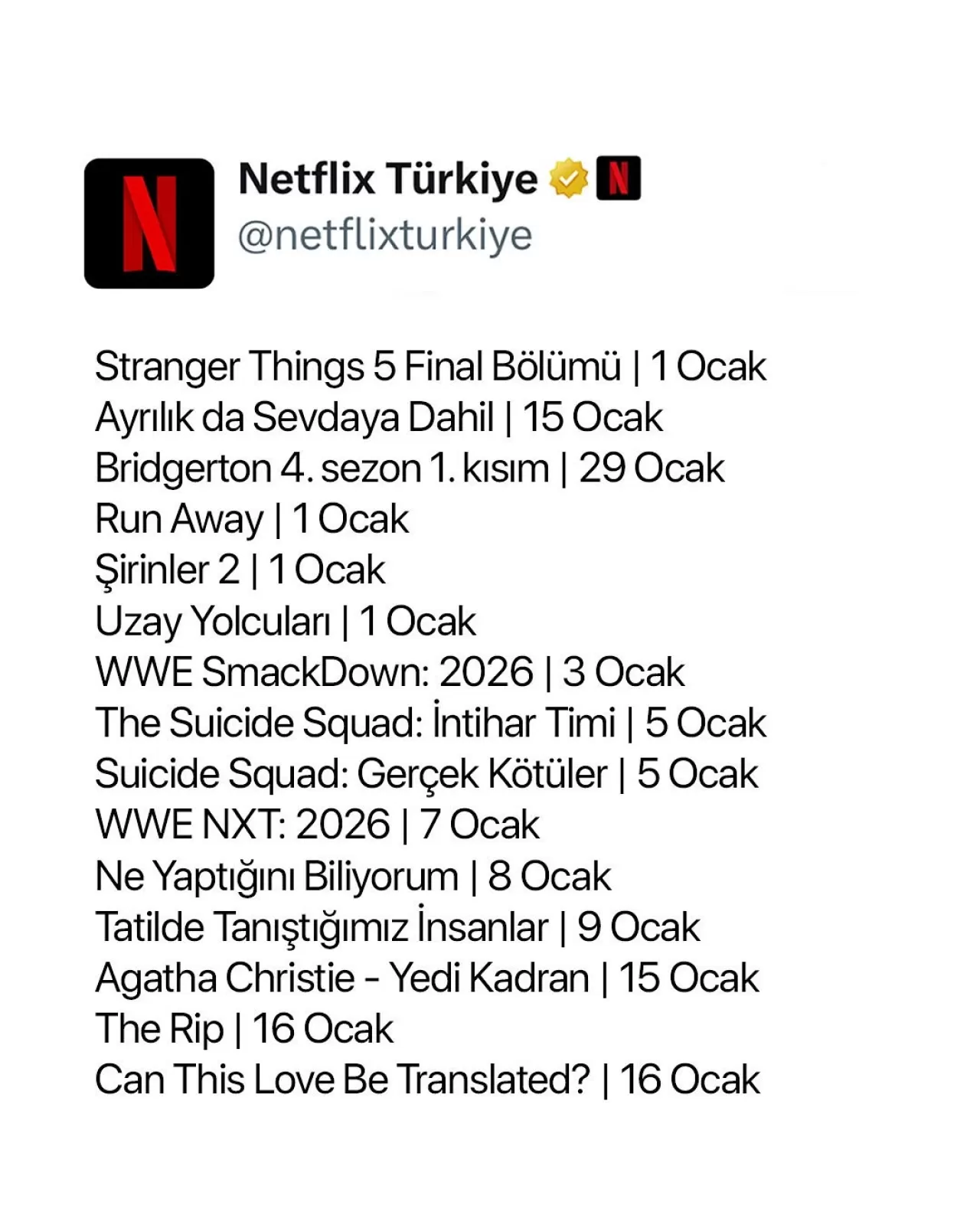 Netflix Türkiye Ocak Ayında Yayınlanacak Yeni Dizileri ve Filmleri Açıkladı
