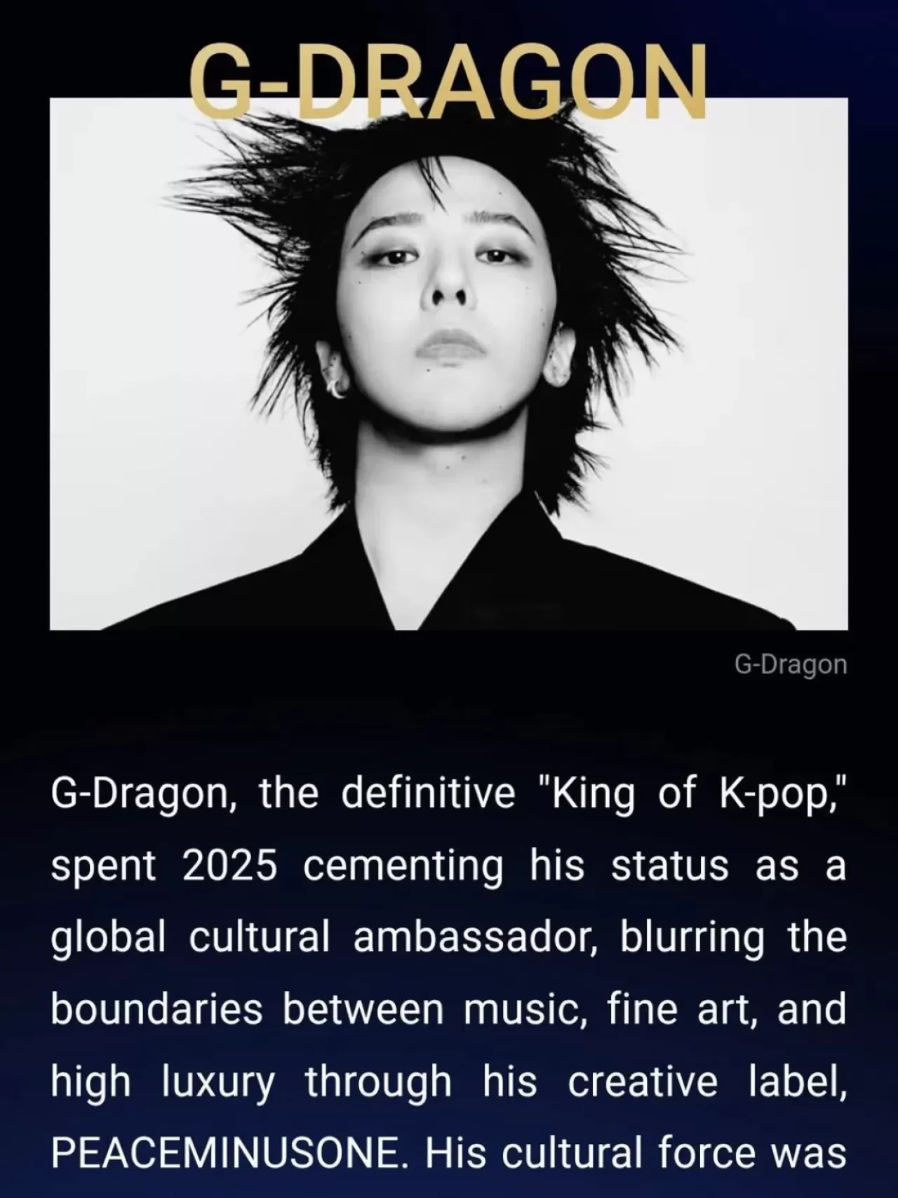 G-Dragon, Hypebeast 100 2025 Listesinde Yer Alan Tek Koreli İdol Oldu