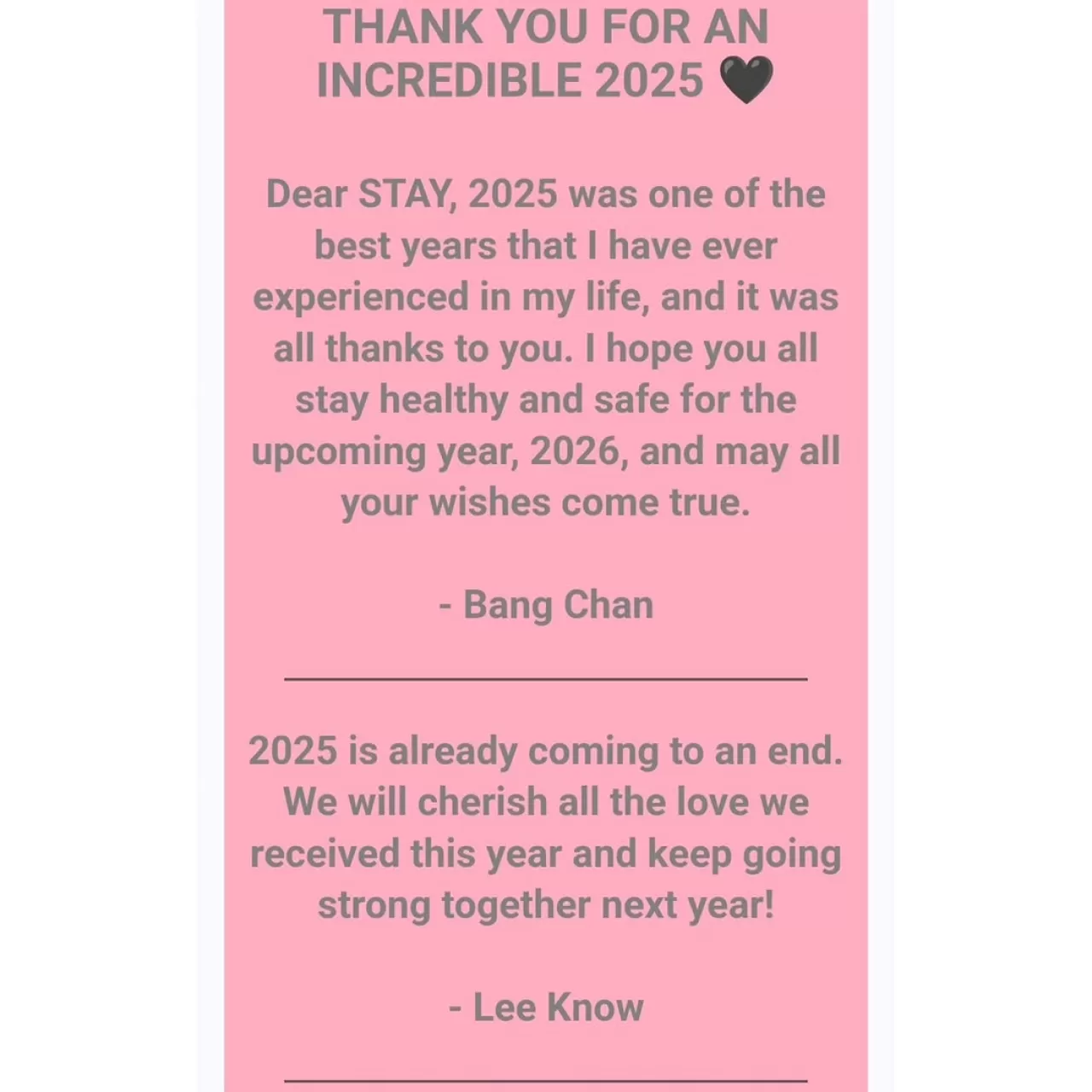 Stray Kids, STAY'e Duygusal Teşekkürlerle Dolu 2025 Yılını Geride Bırakıyor