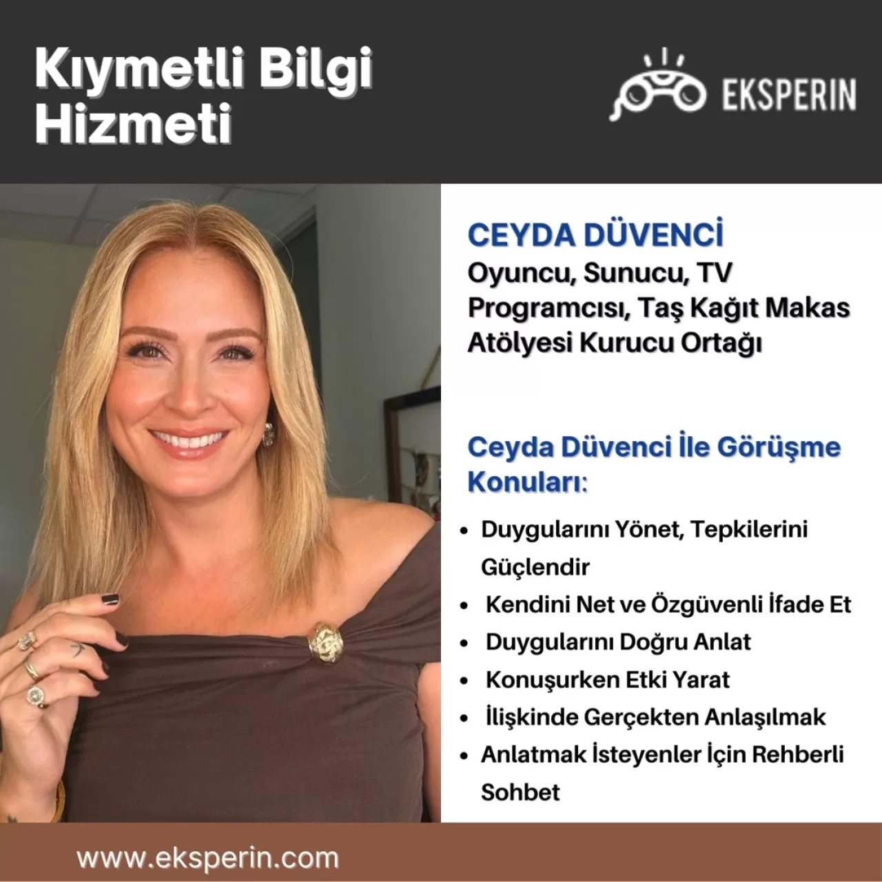 Ceyda Düvenci ile Online Birebir Görüşme Fırsatı