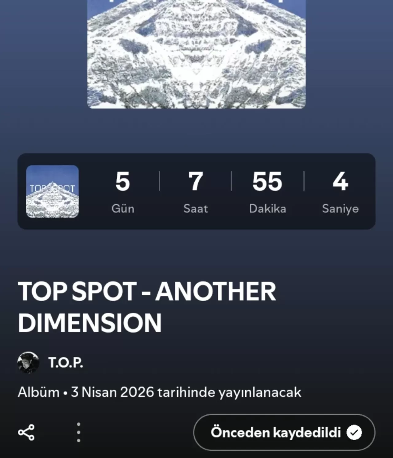 T.O.P'un 'Another Dimension' Albümü İçin Spotify Ön Kayıtları Başladı