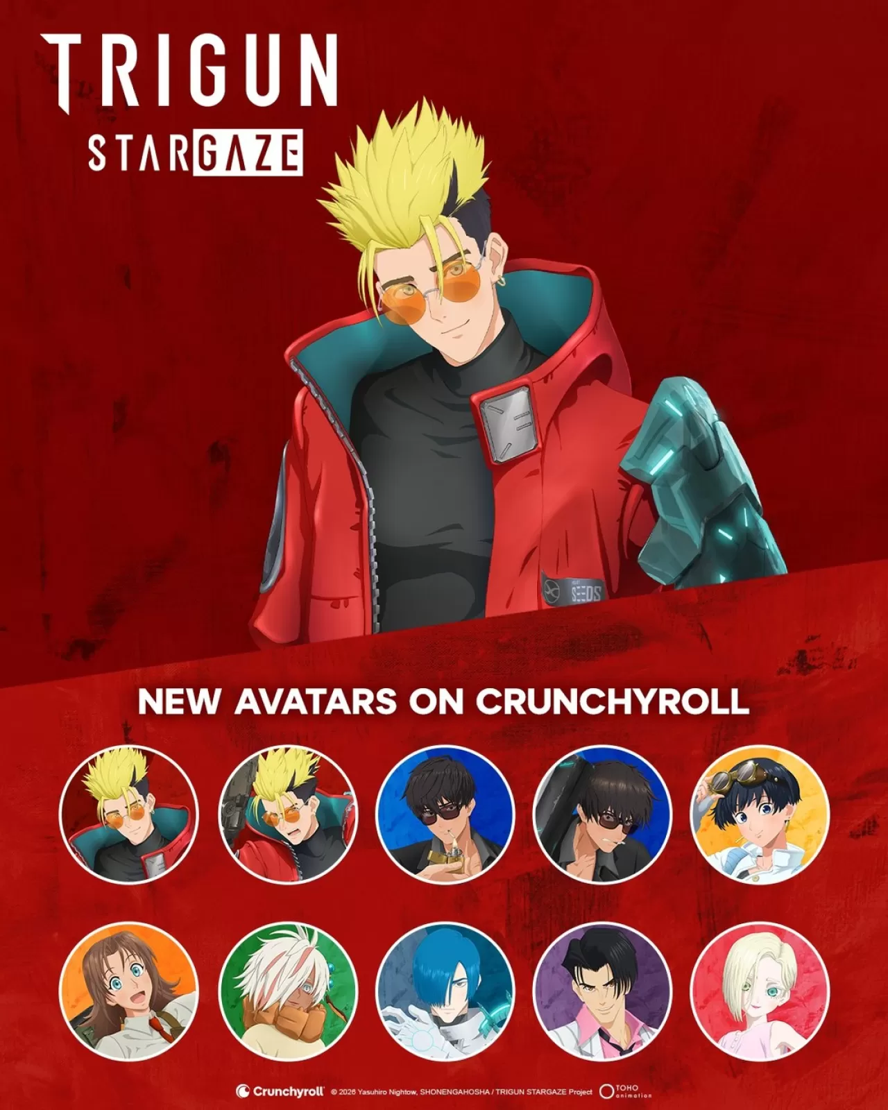 TRIGUN STARGAZE Avatarları Crunchyroll'da! Seçim Yapmak Zor Olacak