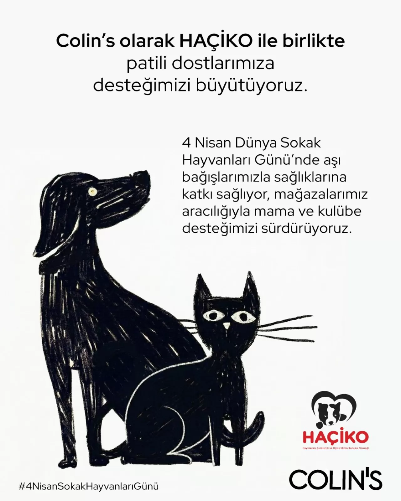 Colin's ve HAÇİKO'dan Sokak Hayvanlarına Büyük Destek: 4 Nisan'da Aşı ve Mama Bağışları
