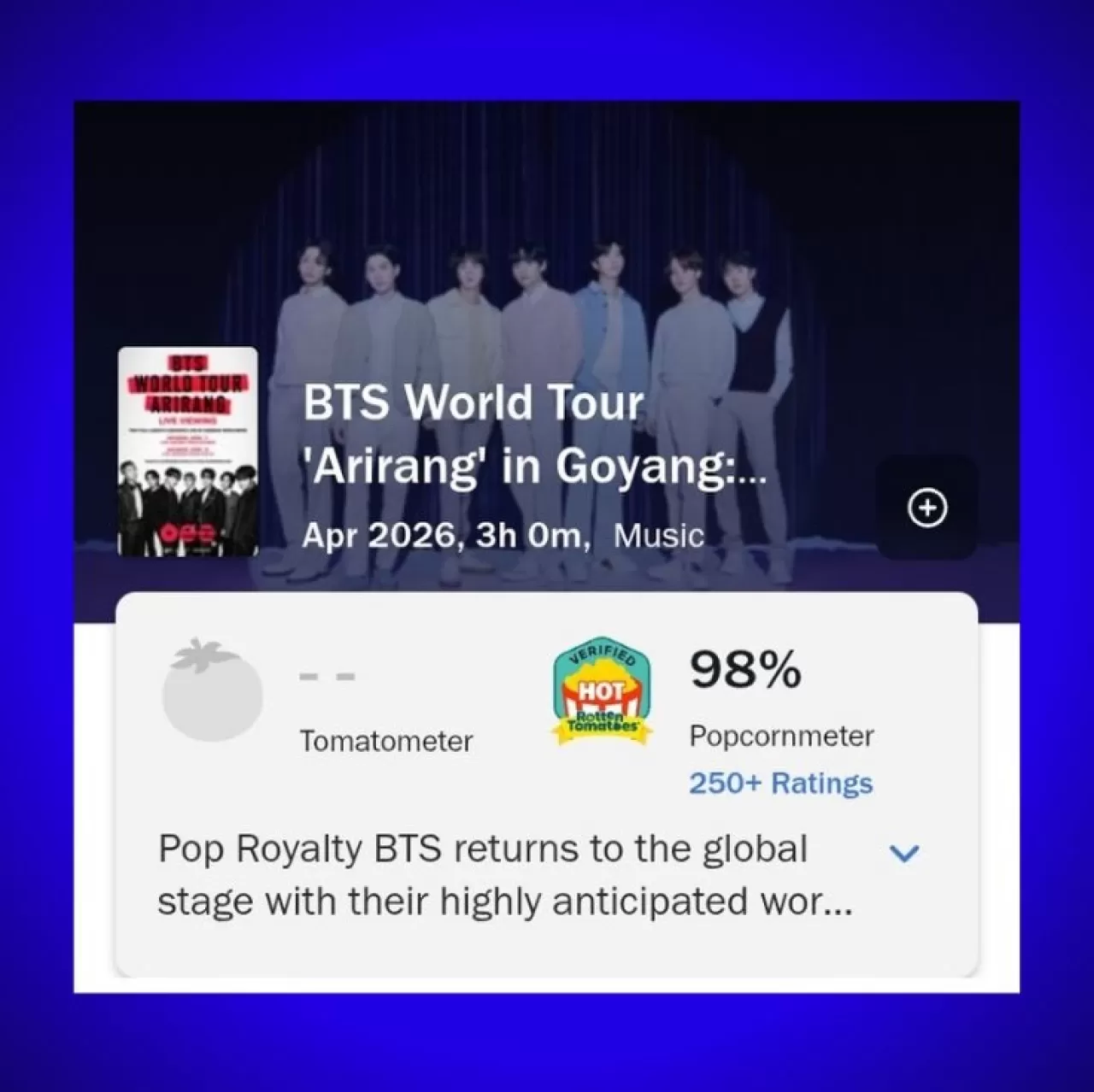 BTS'in Goyang Konseri: %98 Puanla Rotten Tomatoes'ta Tarihi Başarı