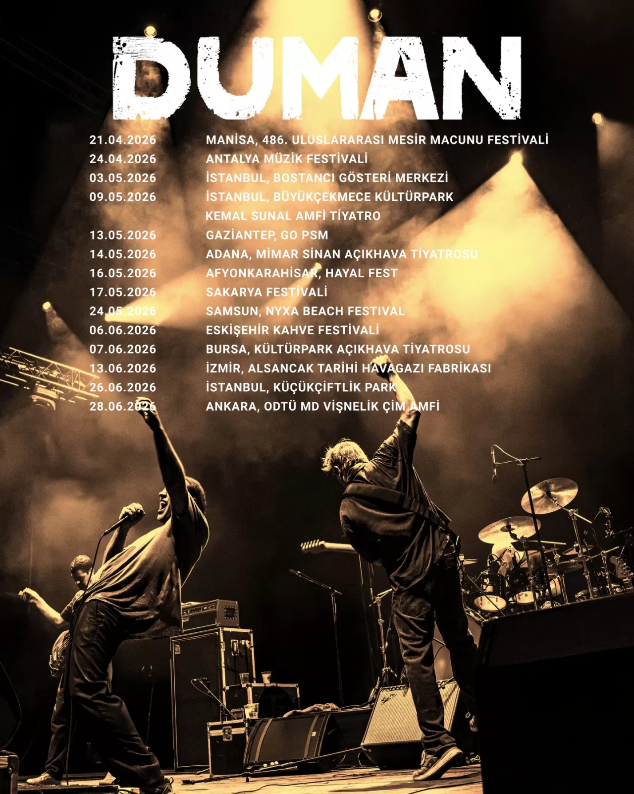 Grup Duman Konserleri 2026: Yeni Tarihler Ekleniyor