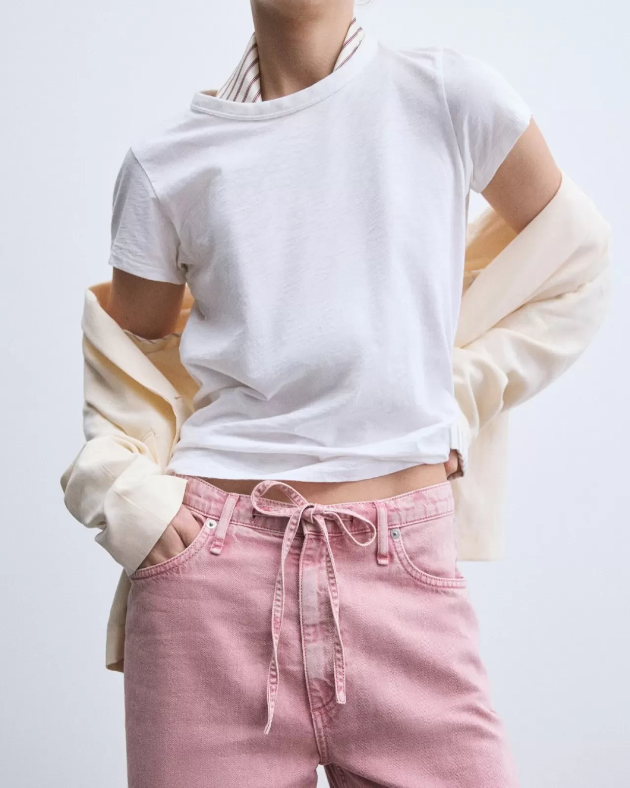 rag & bone'dan Yeni Pheobe Drawstring Jean: Raspberry Featherweight Denim