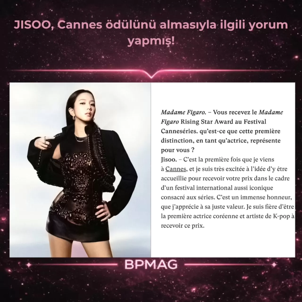 JISOO, Canneseries'e Damga Vuracak: İlk Koreli Kadın Oyuncu Ödülü İçin Sahneye Çıkıyor