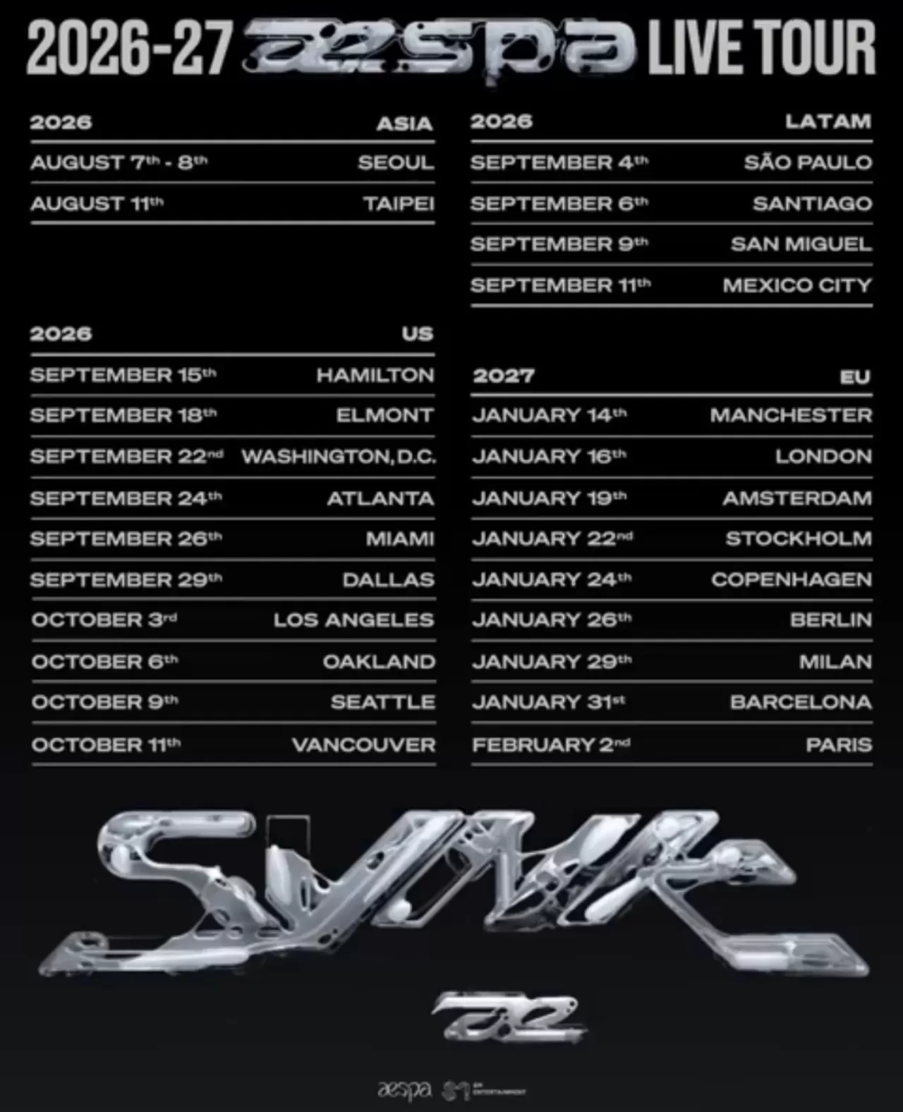 aespa'dan 2026-2027 Dünya Turu: LEMONADE Albümü Sahnelenecek