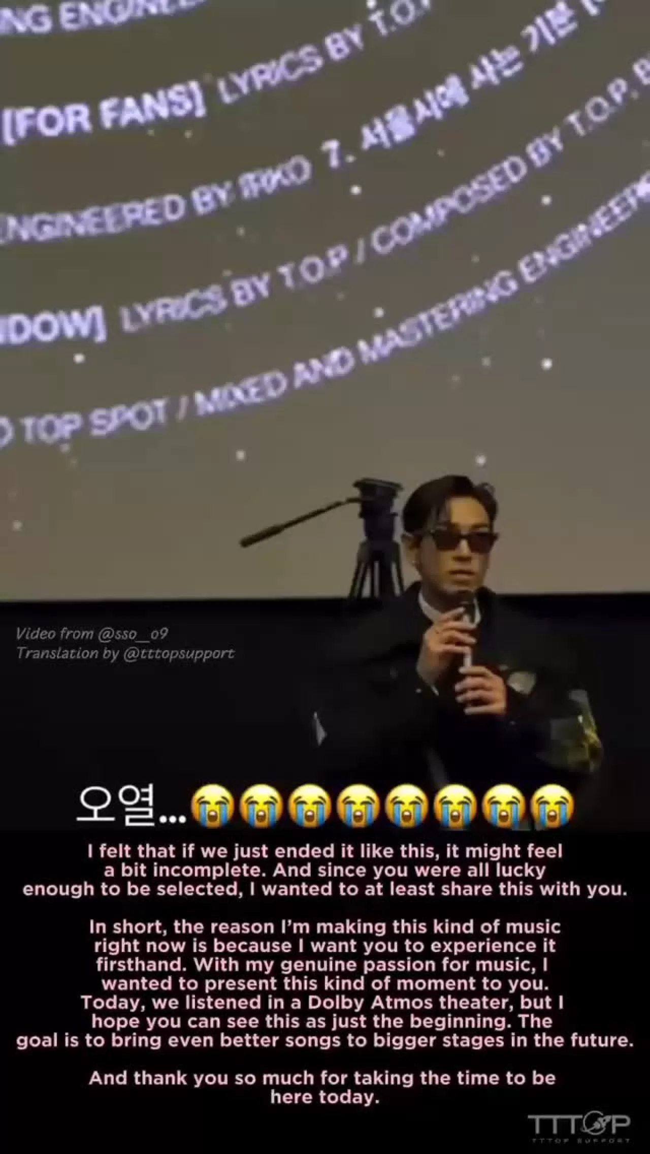 T.O.P, Dolby Atmos'ta Hayranlarıyla Özel An Paylaştı